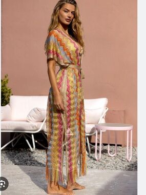 Luli Fama metallic swim coverup new